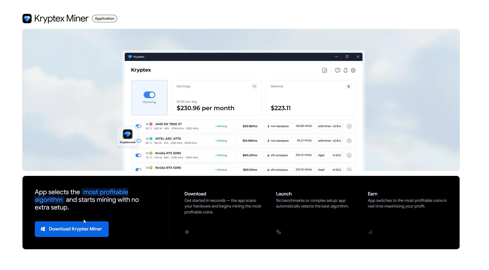 Kryptex Miner –  Best for Desktop Level Mining with Mobile Monitoring