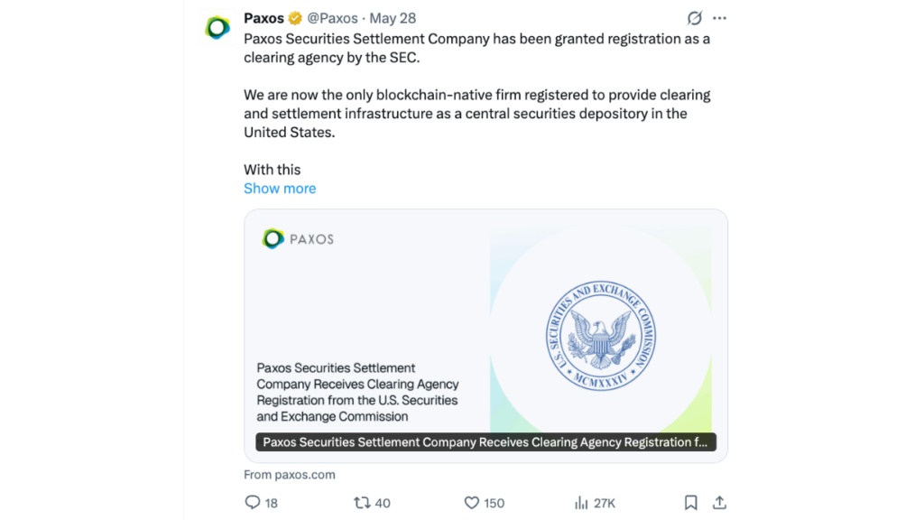 Paxos Wins SEC Approval to Clear U.S. Stocks on Blockchain