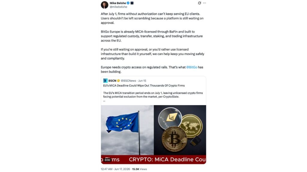 BitGo CEO Mike Belshe Statement