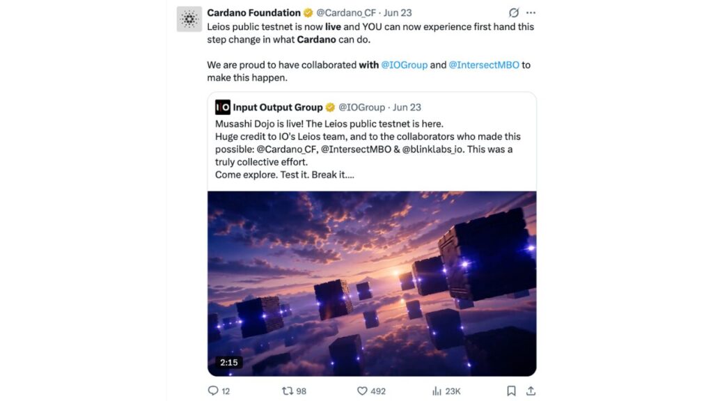 Cardano to launch Leios testnet under Musashi Dojo name