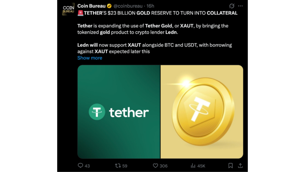 Tether Putting $23 Billion Gold Stockpile To Work With Bullion-backed Loans