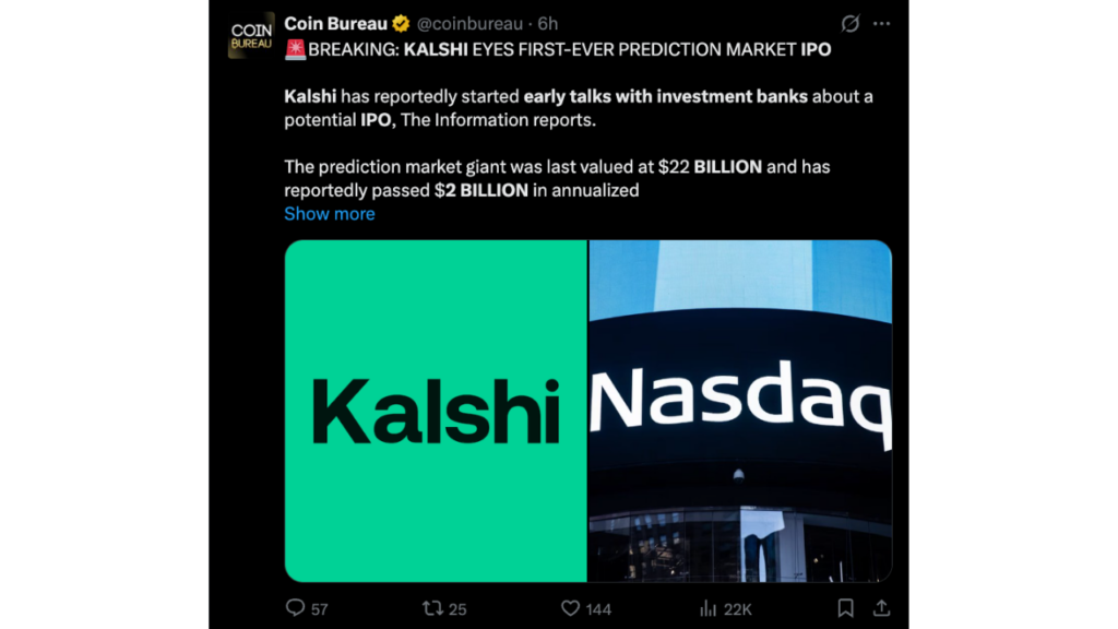 Kalshi making early IPO talks with investment banks