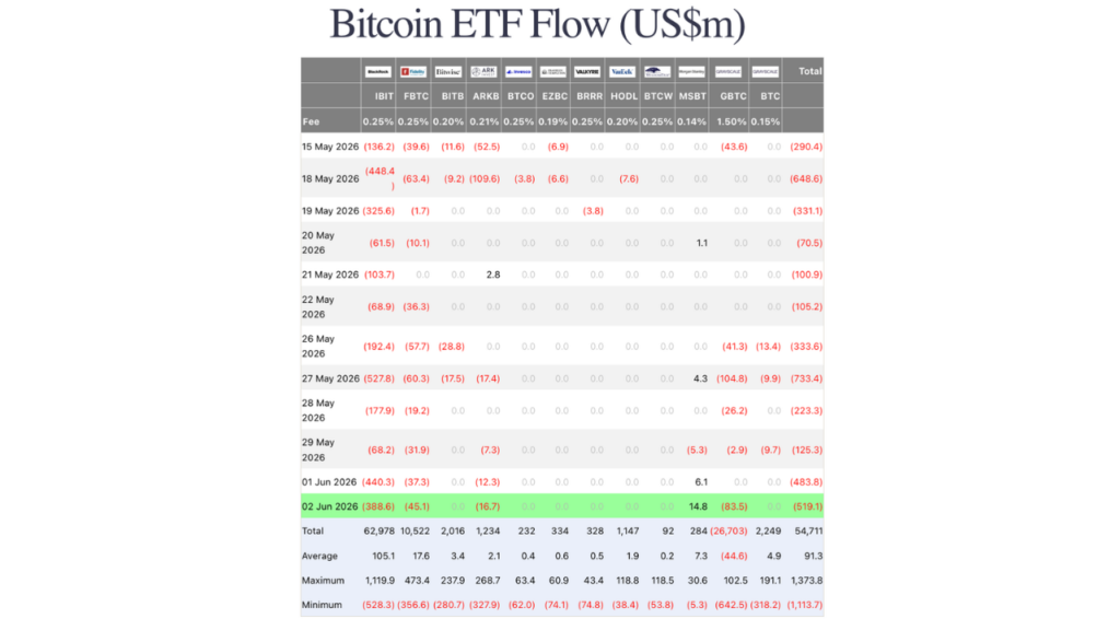 Bitcoin ETF Flow (Source: Fairside Investors)