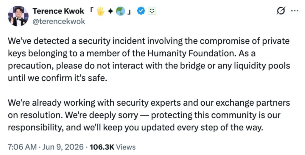 Humanity Protocol founder Terence Kwok Confirms the Hack