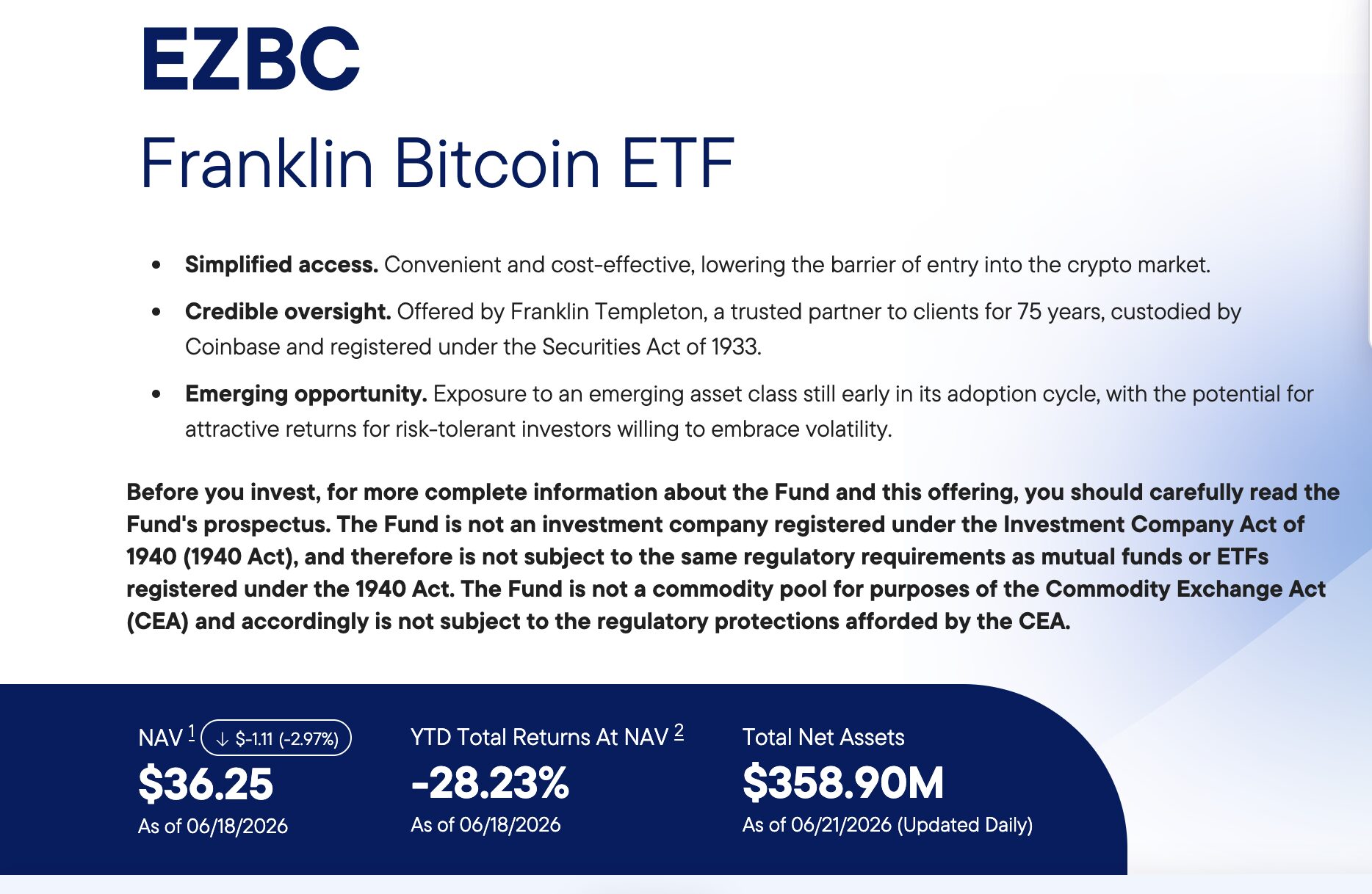 Franklin Bitcoin ETF (EZBC)