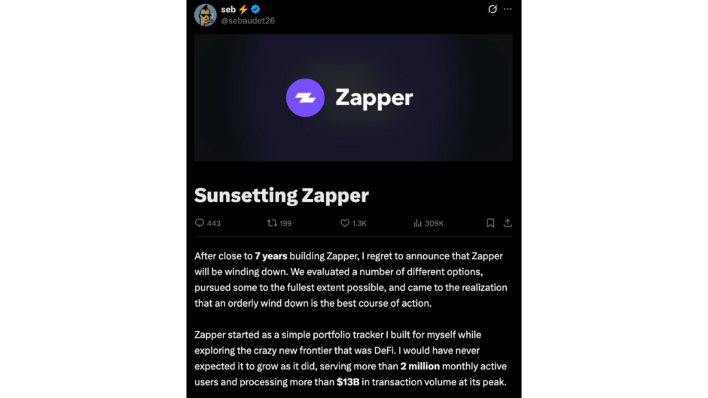 Zapper CEO Announces Orderly Wind Down After 7-Years