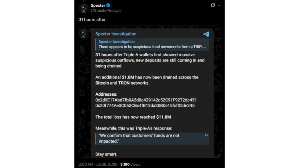 On-Chain Investigators Estimate $11.8 Million Loss (Source: X)