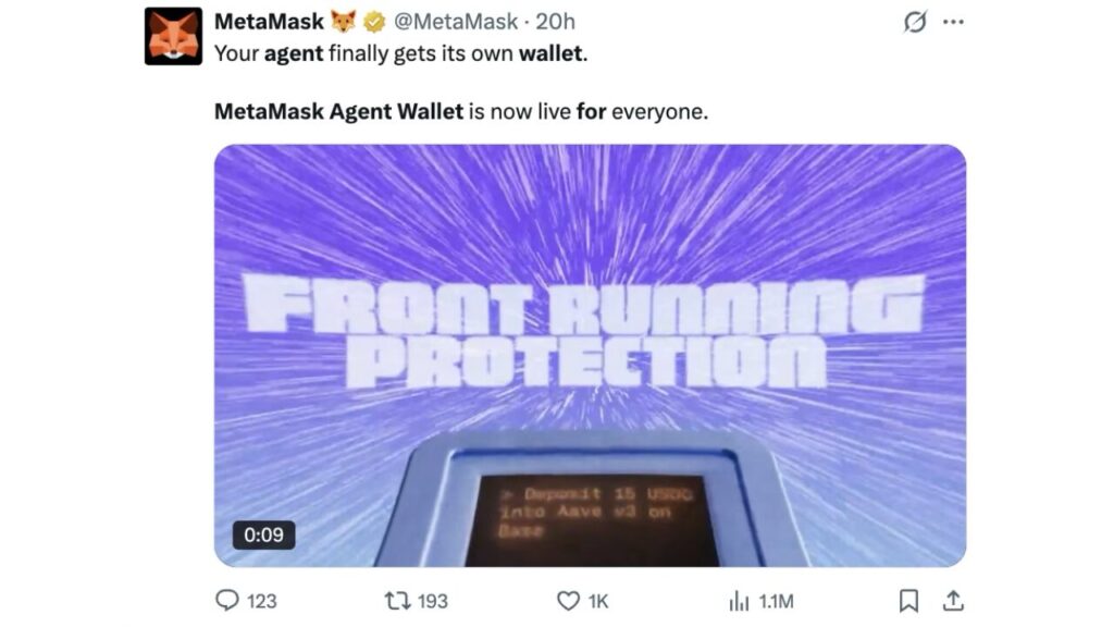 MetaMask Agent Wallet is now live for everyone (Source: X)