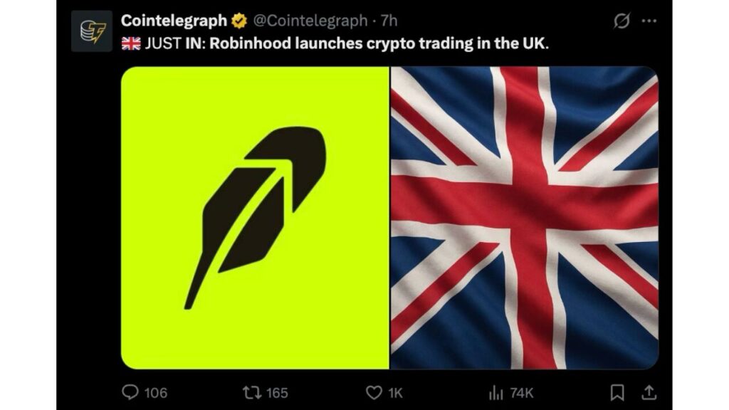 Robinhood Launches Crypto Trading In The UK