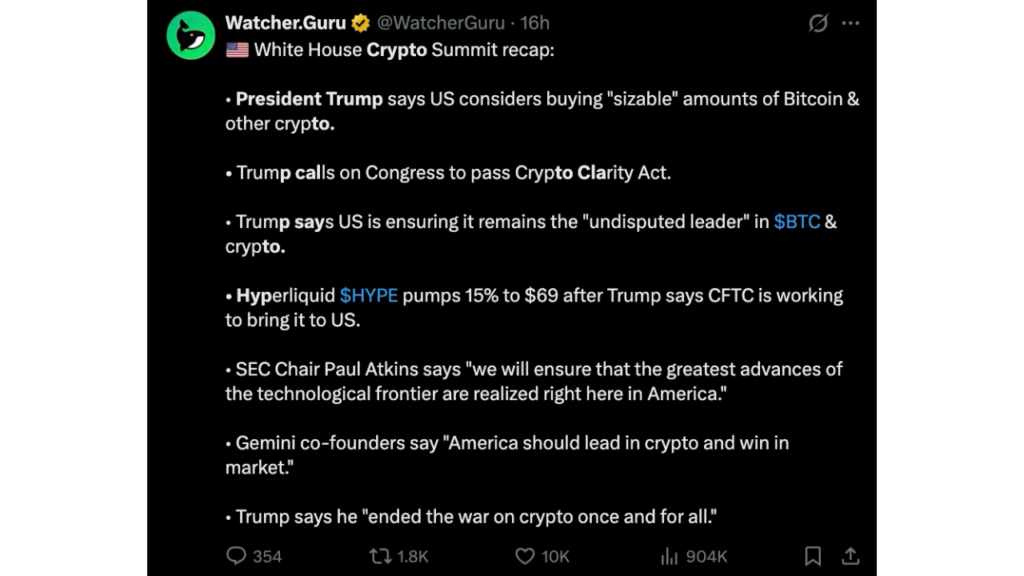White House Crypto Summit Recap