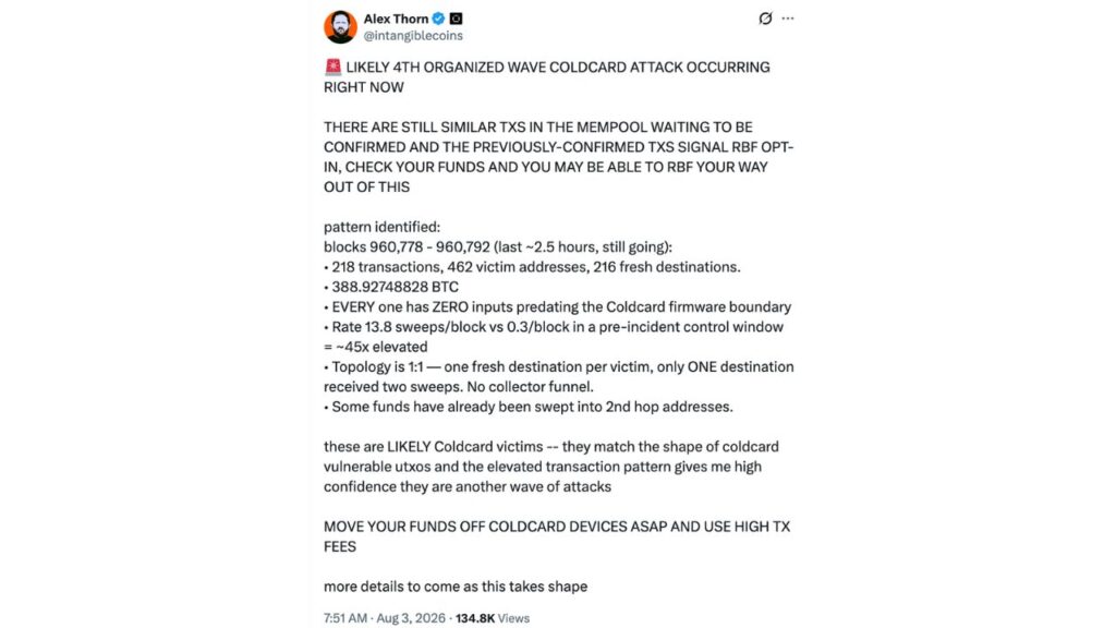 Galaxy Research Head Alex Thorn’s Status on X