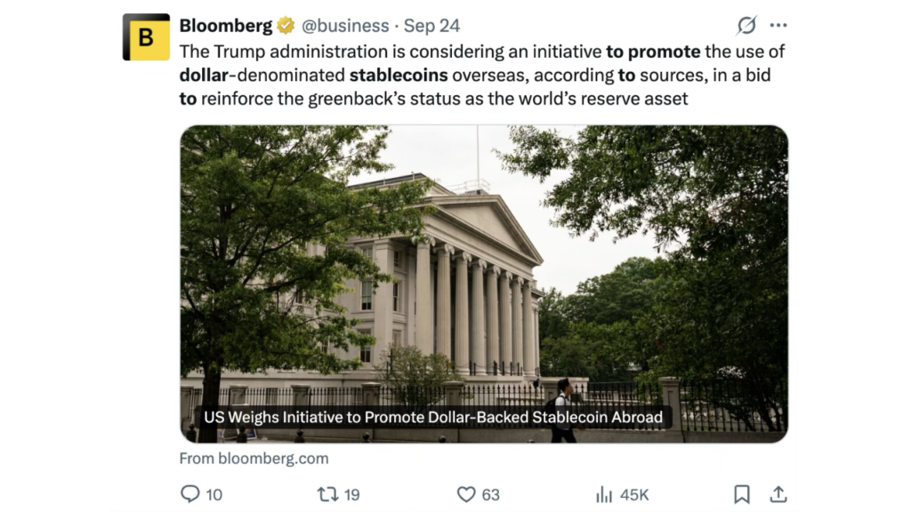 US Considers Plan to Promote Dollar-Backed Stablecoins Worldwide